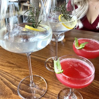 Savoir - Savior Gin & Tonic (left) and Raspberry's Tonic (right) - Breakfast & Brunch Near Me - Houston, Texas Savoir - Savior Gin & Tonic (left) and Raspberry's Tonic (right) - Breakfast & Brunch Near Me - Houston, Texas