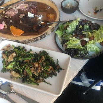 The Morris - Squid and broccolini salad, charcuterie plate, little gem salad with bacon (pancetta?) - New American Near Me - San Francisco, California