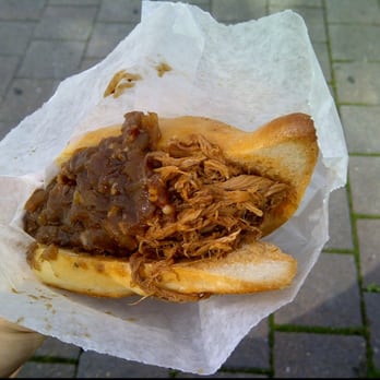 Nomad Gourmet - Smoked pulled pork sandwich with bacon jam topping. - Food Trucks Near Me - Upper Tantallon, Nova Scotia Nomad Gourmet - Smoked pulled pork sandwich with bacon jam topping. - Food Trucks Near Me - Upper Tantallon, Nova Scotia