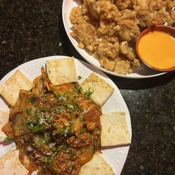 Yeowoosai - popcorn chicken and kimchi pork with tofu - Sports Bars Near Me - Chicago, Illinois Yeowoosai - popcorn chicken and kimchi pork with tofu - Sports Bars Near Me - Chicago, Illinois