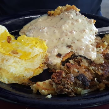 Molly's Souper - Country Fried Steak, over hard eggs, and country fried potatoes. - Breakfast & Brunch Near Me - Upland, California