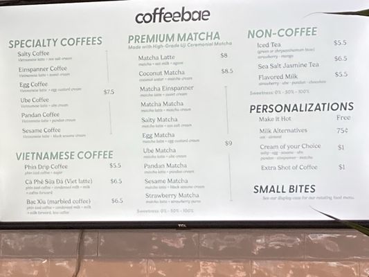 Menu photo 2 Coffeebae Tukwila, WA Menu photo 2 Coffeebae Tukwila, WA