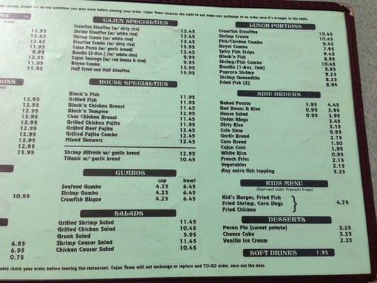 Menu photo 7 Cajun Town Cafe Houston, TX