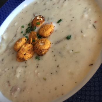 Ford's Fish Shack - Ashburn - Clam Chowder with spiced oyster crackers - Seafood Near Me - Ashburn, Virginia Ford's Fish Shack - Ashburn - Clam Chowder with spiced oyster crackers - Seafood Near Me - Ashburn, Virginia