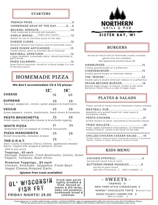 Menu photo 1 Northern Grill & Pub Sister Bay, WI Menu photo 1 Northern Grill & Pub Sister Bay, WI