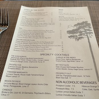 Prospect - Cocktail and Wine Menu - New American Near Me - San Francisco, California Prospect - Cocktail and Wine Menu - New American Near Me - San Francisco, California