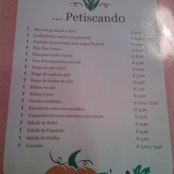 Juvi - Lista de petiscos