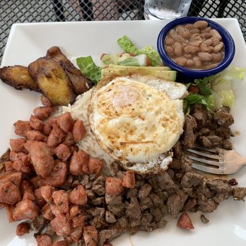 Mesa Modern Mexican - Modern "Bandeja Paisa" (Lunch only) Grilled steak, avocado, white rice, sweet plantains, mixed greens, a fried egg & frijoles charros. - Mexican Near Me - Easton, Pennsylvania Mesa Modern Mexican - Modern "Bandeja Paisa" (Lunch only) Grilled steak, avocado, white rice, sweet plantains, mixed greens, a fried egg & frijoles charros. - Mexican Near Me - Easton, Pennsylvania