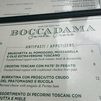 Boccadama - Menu and restaurant - Italian Near Me - Florence, FI