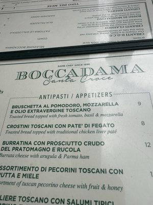 Menu photo 1 Boccadama Florence, FI