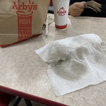 Arby's - Paper towel sprayed with rubbing alcohol after I gave my table a few wipes.... - Sandwiches Near Me - Fernley, Nevada