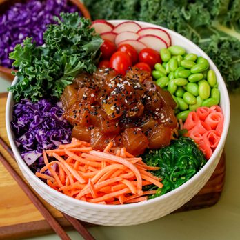 Poke Fresh - a bowl of asian food with chopsticks - Hawaiian Near Me - Victoria, British Columbia Poke Fresh - a bowl of asian food with chopsticks - Hawaiian Near Me - Victoria, British Columbia