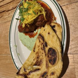 Lamb meatball with sweet potato naan Lamb meatball with sweet potato naan