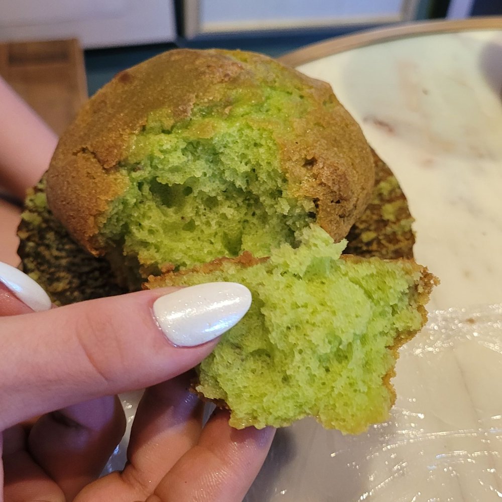Cafe Sasso - Pistachio muffin. Look at the size of this!!! Delicious - Cafes Near Me - Rochester, New York