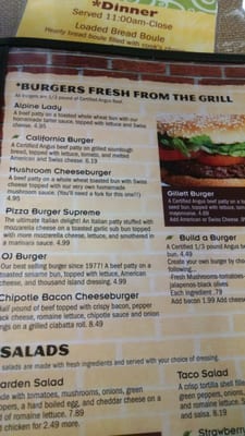 Menu photo 2 OJ's Midtown Restaurant Gillett, WI