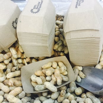 Five Guys - Love the comp peanuts displayed in stacked boxes.. - Burgers Near Me - Magnolia, Texas