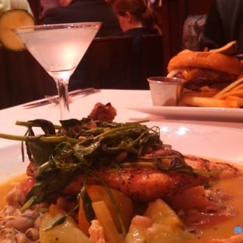 Broadway Grill - Pan roasted Amish chicken and a muddled cucumber lime vodka martini ... yumm! - American Near Me - Burlingame, California