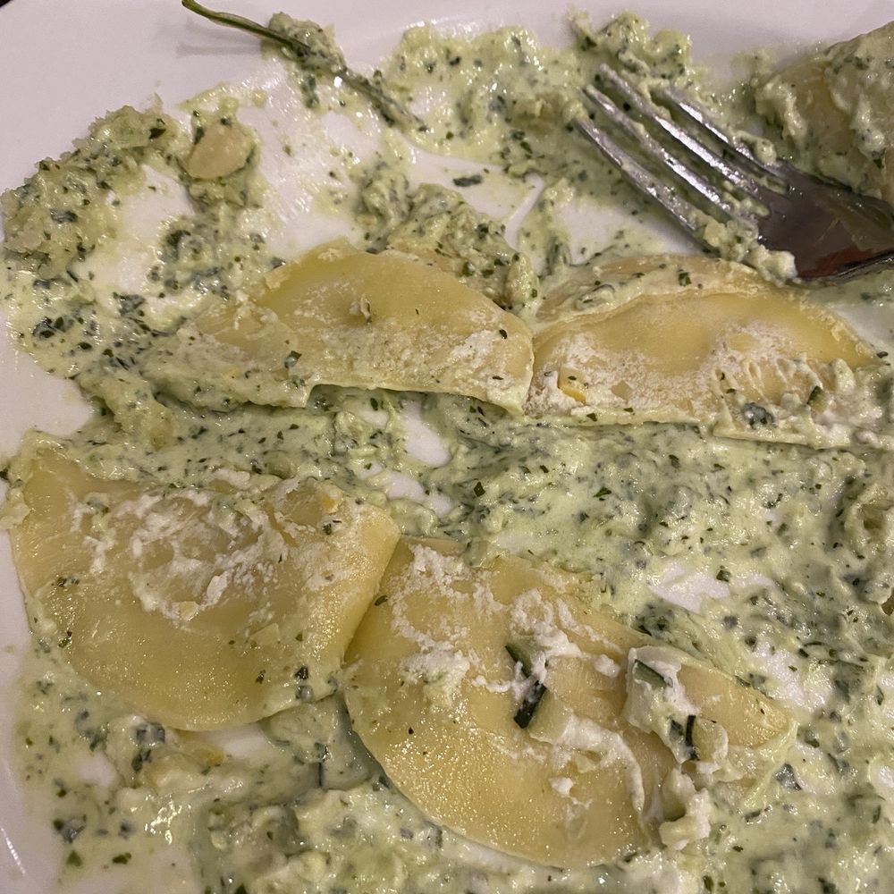 Remingtons At the Bridges - Two raviolis split open to reveal very slight ricotta filling with tiny chunks of zucchini. No butternut squash as stated on the menu. - Seafood Near Me - Montrose, Colorado Remingtons At the Bridges - Two raviolis split open to reveal very slight ricotta filling with tiny chunks of zucchini. No butternut squash as stated on the menu. - Seafood Near Me - Montrose, Colorado