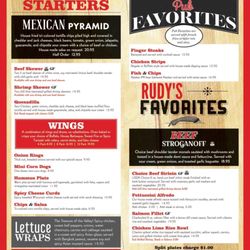 Rudy's Pub & Grill - Menu from their website Jan 2024