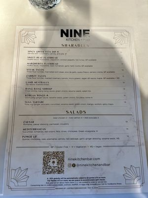 Menu photo 3 Nine Kitchen and Bar Ferndale, MI