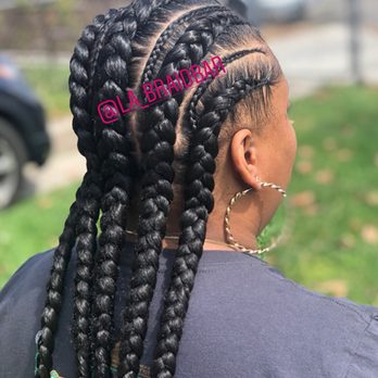 LA Braid Bar - 5 big feedin w/ small braids between - Hair Stylists Near Me LA Braid Bar - 5 big feedin w/ small braids between - Hair Stylists Near Me