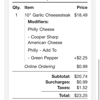 Anthony & Luca’s Pizza Kitchen - Receipt - Pizza Near Me - Pinellas Park, Florida