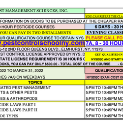 Pest Management Sciences - NEW EXPRESS 30 HOUR PESTICIDE COURSE STARTS ON MARCH 24 TO MARCH 31, 2022- GET QUALIFIED IN 6 DAYS.