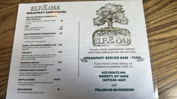 Menu photo 3 The Elf In The Oak Burdett, NY