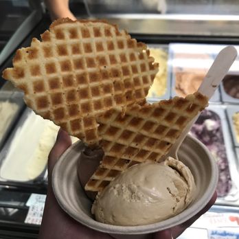 Long Beach Creamery - Burnt caramel and midnight oolong with waffle crisps - Ice Cream & Frozen Yogurt Near Me - Long Beach, California Long Beach Creamery - Burnt caramel and midnight oolong with waffle crisps - Ice Cream & Frozen Yogurt Near Me - Long Beach, California