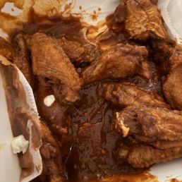 "Hot" sauce wings.