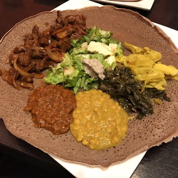 Tadu Ethiopian Kitchen - Vegetarian combo and beef tibs - Ethiopian Near Me - San Francisco, California