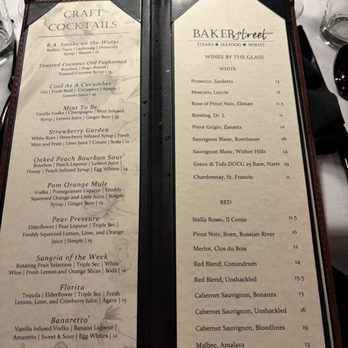 Baker Street Steakhouse - Drink Menu - Steakhouses Near Me - Fort Wayne, Indiana Baker Street Steakhouse - Drink Menu - Steakhouses Near Me - Fort Wayne, Indiana