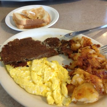 Olympic Diner - Scrapple, scrambled eggs, home fries actually fried, toast for $5.45. - Diners Near Me - Clifton Heights, Pennsylvania