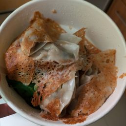 Dumplings that were still crispy with the edges on it