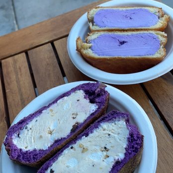Milkbomb Ice Cream - Ube Pandesal w/ Banana Rocky Road & Glazed Donut w/ Ube Ice Cream - Ice Cream & Frozen Yogurt Near Me - Berkeley, California Milkbomb Ice Cream - Ube Pandesal w/ Banana Rocky Road & Glazed Donut w/ Ube Ice Cream - Ice Cream & Frozen Yogurt Near Me - Berkeley, California