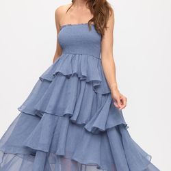 Vianneys Closet - Savannah Strapless Smoked Bodice Tiered Maxi Dress