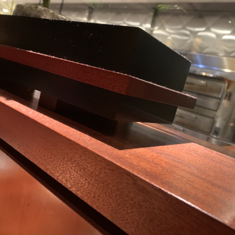 Seasons 52 - Dusty sidings at sitting booths. - New American Near Me - Houston, Texas