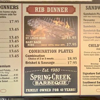 Spring Creek Barbeque - Full menu - Barbeque Near Me - Fort Worth, Texas