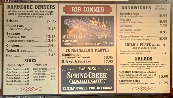 Menu photo 4 Spring Creek Barbeque Fort Worth, TX
