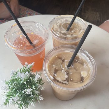 Kobrick Coffee - Caramel iced latte & strawberry lemonade - Cocktail Bars Near Me - New York, New York Kobrick Coffee - Caramel iced latte & strawberry lemonade - Cocktail Bars Near Me - New York, New York