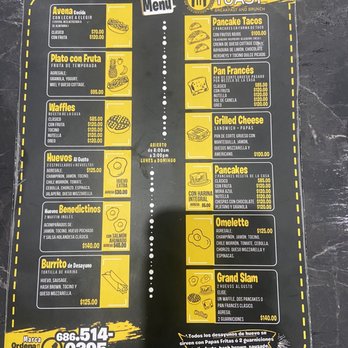 Toast - Breakfast menu side 2 - Breakfast & Brunch Near Me - Mexicali, BCN