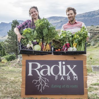 Radix Farm - two men standing in front of a crate of vegetables - CSA Near Me - Malaga, Washington Radix Farm - two men standing in front of a crate of vegetables - CSA Near Me - Malaga, Washington