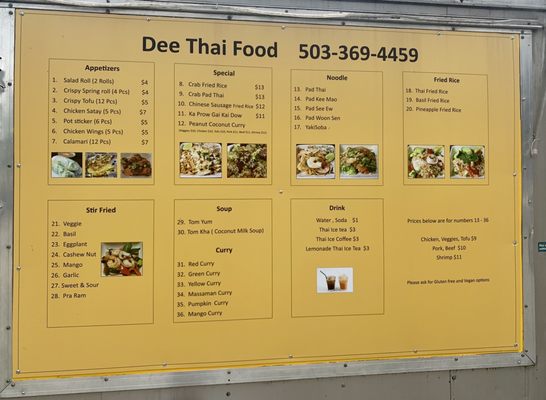 Menu photo 2 Dee Thai Food Portland, OR