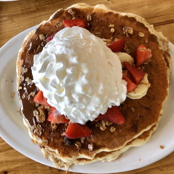The Southern Cafe - Omg Yummy Banana Crunch Pancakes added strawberries - Southern Near Me - Roselle, Illinois