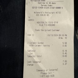 McDonald's - We had 2 caramel sundaes and she let all that waste in our car !