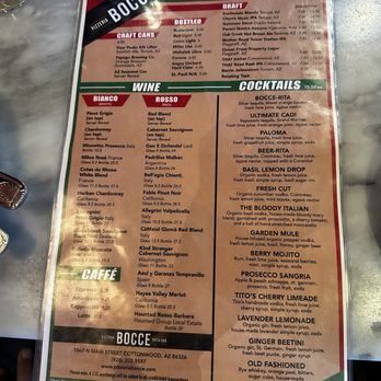Pizzeria Bocce - Beverage Menu - Pizza Near Me - Cottonwood, Arizona Pizzeria Bocce - Beverage Menu - Pizza Near Me - Cottonwood, Arizona