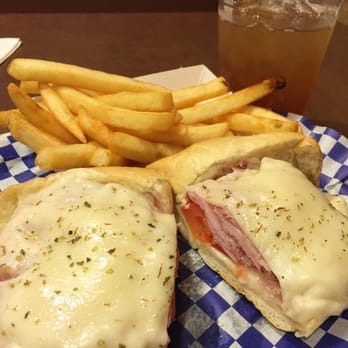 Arthur's At Belk - Ham grinder served hot on a sub roll with tomato, oil, oregano, & provolone cheese with French fries and an Arnold Palmer to drink. - Burgers Near Me - Charlotte, North Carolina