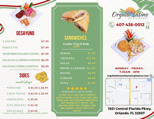 Menu photo 1 Orgullo Latino Orlando, FL Menu photo 1 Orgullo Latino Orlando, FL