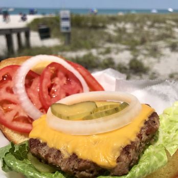 Pilot House on Venice Beach - cheeseburger with pickles and tomatoes - Burgers Near Me - Venice, Florida Pilot House on Venice Beach - cheeseburger with pickles and tomatoes - Burgers Near Me - Venice, Florida