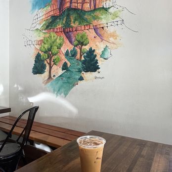 Deep Creek Coffee Company - Beekeeper latte with homemade cashew milk - Coffee & Tea Near Me - Springdale, Utah